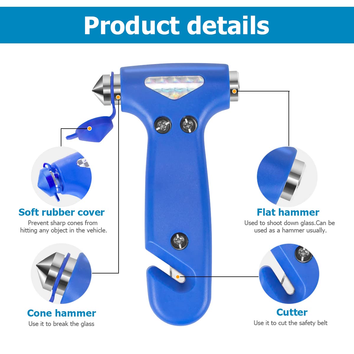 Seatbelt Cutter Luxtude Car Window Breaker, Glass Breaker, Window Breaker , Auto Car Escape Tool, 2-in-1 Emergency Glass Hammer, Window Punch Seatbelt Life Hammer Car Escape Tool And Seatbelt Cutter