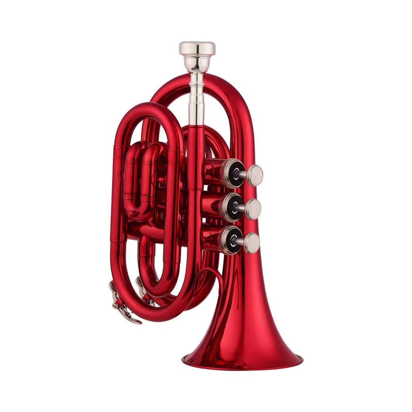 Trąbki Trąbka Kieszonkowa Bb, Płaski Instrument Dęty Z Mosiądzu Z Ustnikiem, Futerał Do Przenoszenia Akcesoriów (Color : Crimson)
