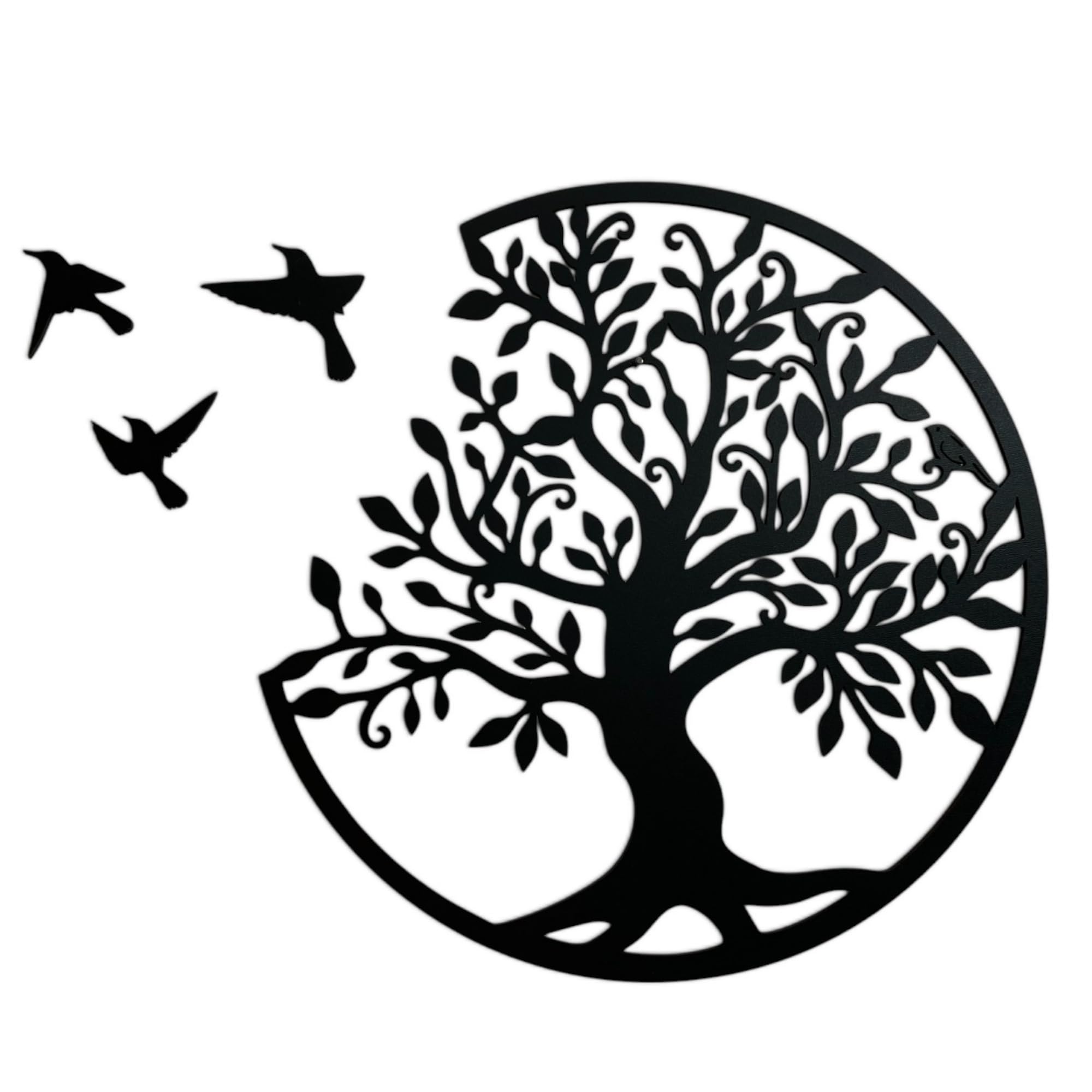 SENTOP HDF0504 Arbre de Vie, Image Sculptée sur Mur en Bois pour Usage Intérieur, Décoration Art en Bois (Noir, 40 cm)