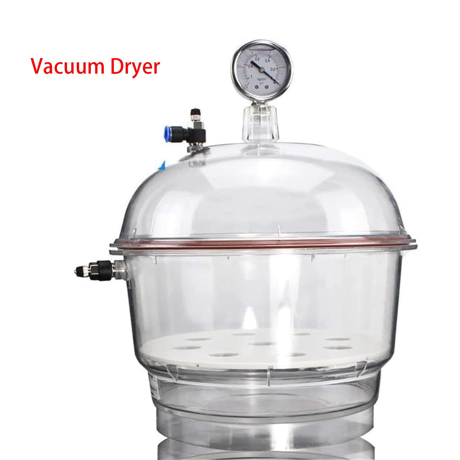 Tarro de almacenamiento de secado al vacío, desecador de vacío de laboratorio con recipiente sellado de doble válvula y manómetro para protección y conservación de la humedad