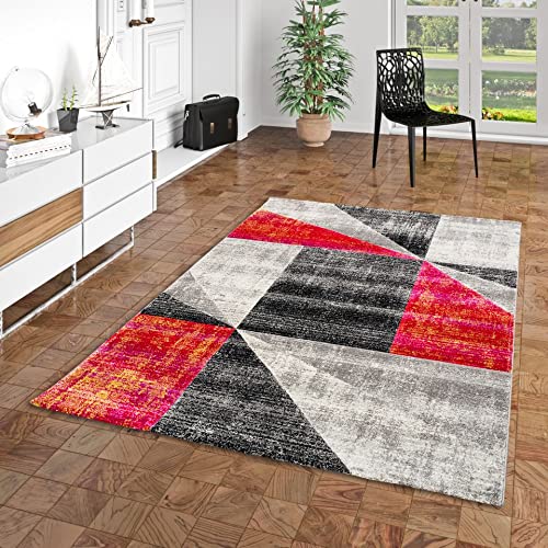 Pergamon Maui - Tapis Designer Modern - Rouge Gris Rose Meliert - 5 Tailles