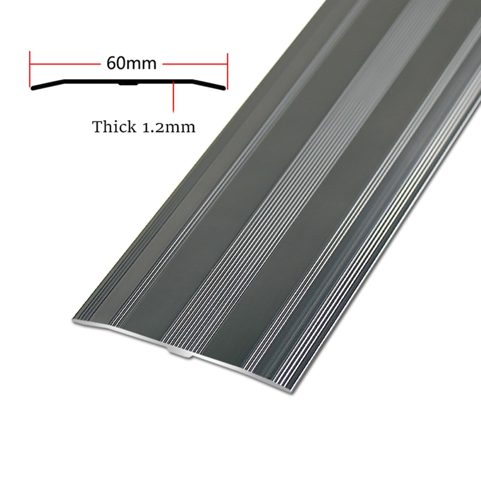 Tira de transición de metal para pisos, umbral ancho de aluminio plano para puertas y escaleras, borde antideslizante