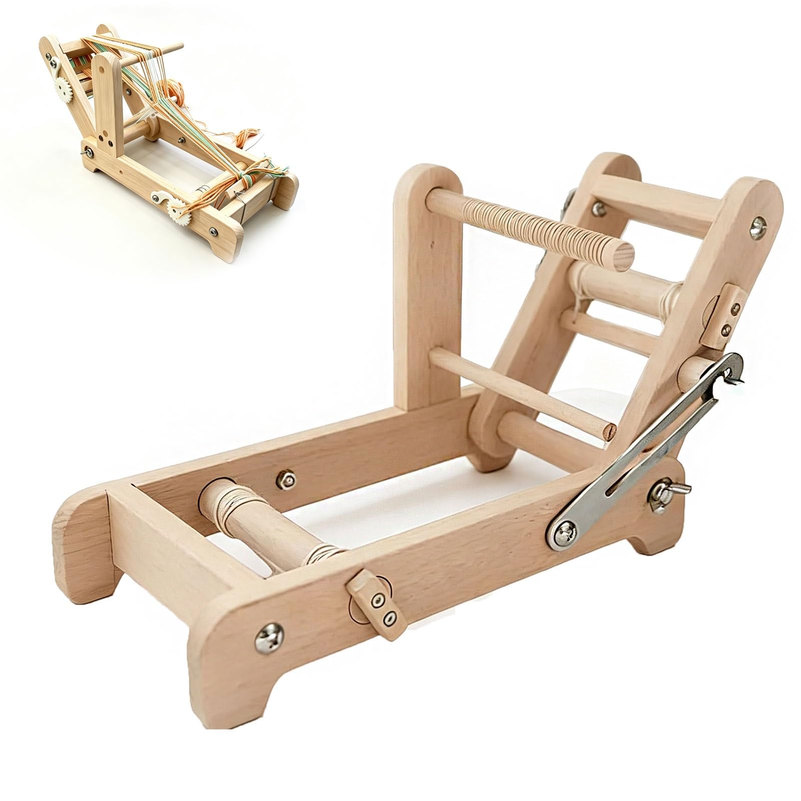 Kit Telaio Per Tessitura In Legno. Macchina Per Fascette Da Tavolo Pieghevole Con Navette; Piccoli Strumenti Multiartigianato Per Lavorare A Maglia Arazzi Per Braccialetti, Cinturini O Segnalibri