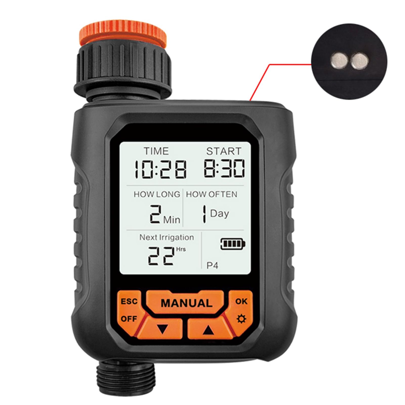 Timer zraszacza Timer nawadniania na zewnątrz do węża ogrodowego 1 wylot Duży ekran LCD Programowalny timer nawadniania do trawnika Ręczne automatyczne nawadnianie z czujnikiem (Z czujnikiem deszczu)