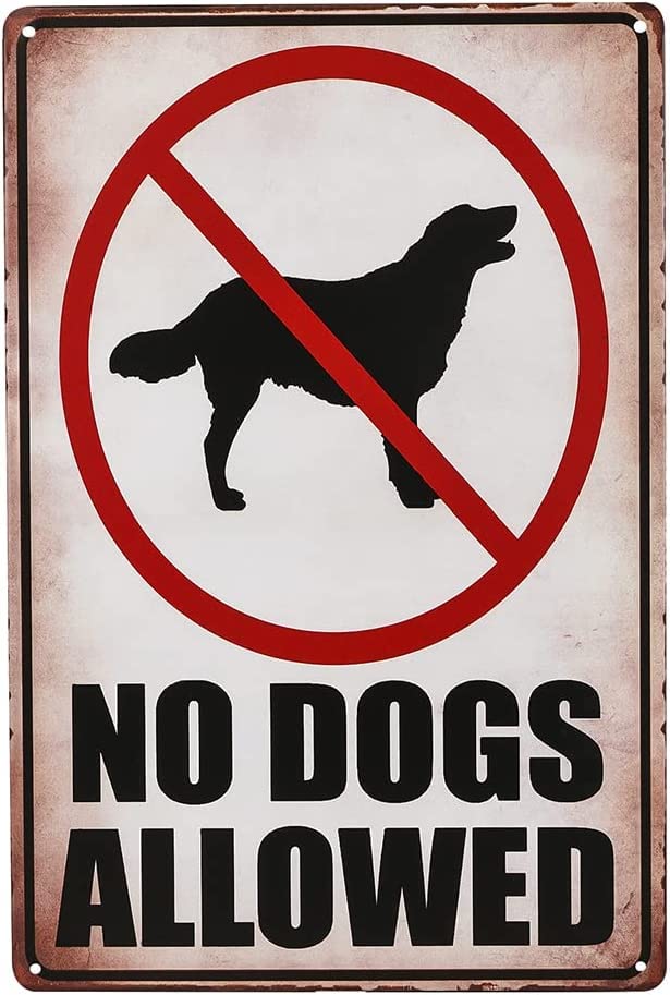 No se admiten perros. No se admiten mascotas. No se permite defecar. Mantenga a los perros fuera del césped. Letrero de hojalata de aluminio para jardín. Arte de pared de metal para decoración exterio