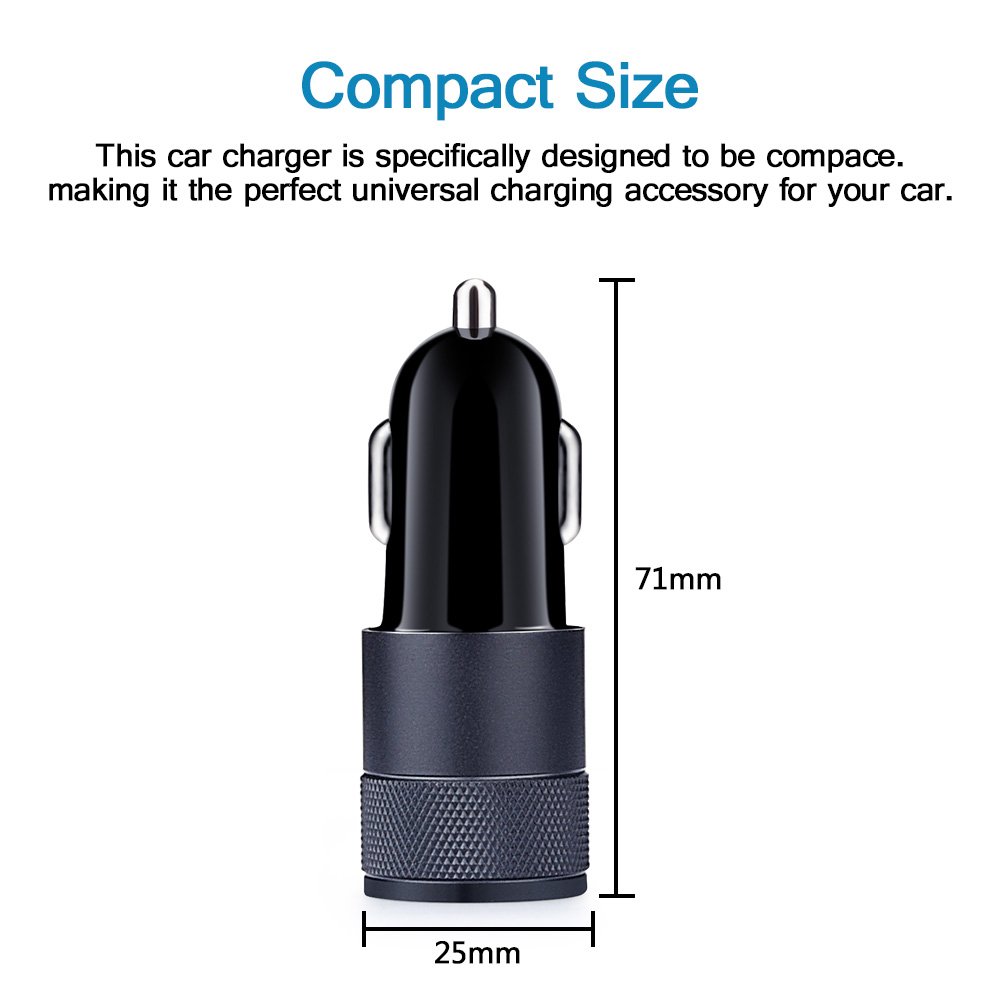 Cargador de coche USB tipo C, HUHUTA de doble puerto con cable de carga USB C de 1,8 m para Galaxy S8 Plus, Macbook, LG G6 V20 G5, ZTE Axon 7, Google Pixel, Nexus 6P 5X, Nintendo Switch
