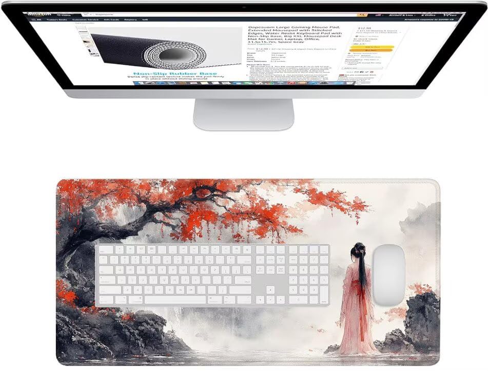 Mouse pad grande gaming con base antideslizante y bordes cosidos anti-deshilachado 3