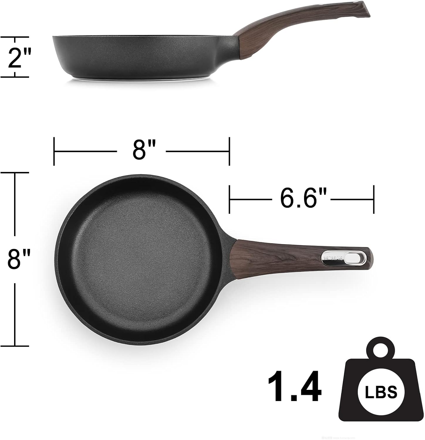 SENSARTE 8 Inch Nonstick Frying Pan Skillet Omelette Pan Cooking Pan with Woodgrain Handle,Egg pan Chef's Pans for All Stove Tops,Healthy and Safe Nonstick Cookware,PFOA Free,Induction Compatible: Home & Kitchen