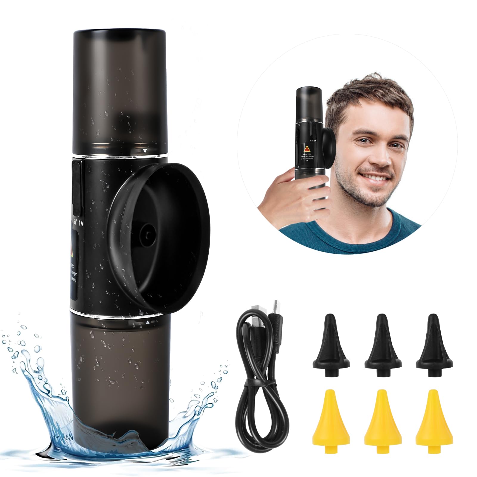 Kit de Limpiador Oidos Adultos Eléctrico, Seutgjie Limpiador de Oidos Nivel IPX7 Resistente al Agua con recogida automática de aguas residuales 4 Modos de Limpieza para Niños Adultos