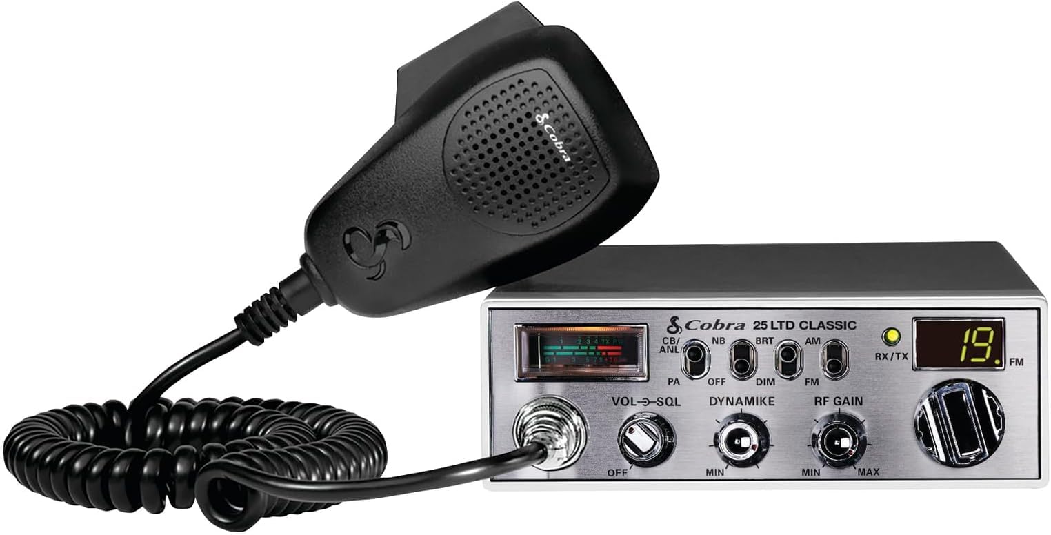 Cobra 25 LTD AM/FM Professional CB Radio – Compact, Easy to Operate, with Dual-Mode Access, 4-Watt Output, Full 40 Channels, Adjustable Dynamike Control and PA Capability, Black (Pack of 6)