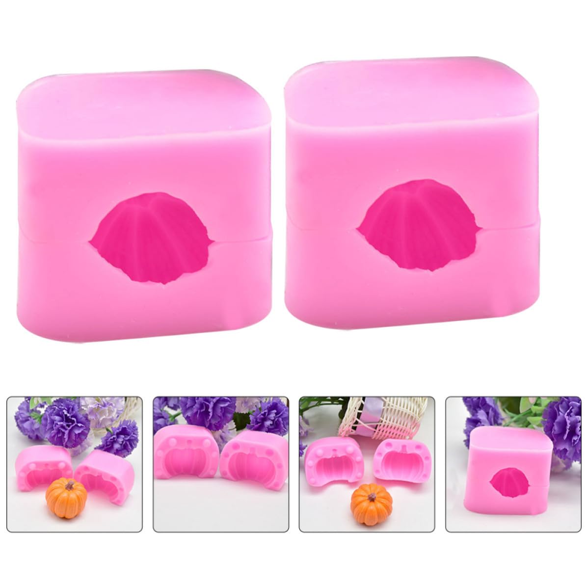 24 Piezas Molde de Silicona para Calabaza de Halloween, Rosa