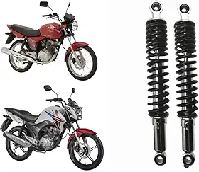 Par Amortecedor Traseiro Moto Honda CG Titan Fan 150 2004 2005 2006 2007 2008 a 2015 Modelo Cromado