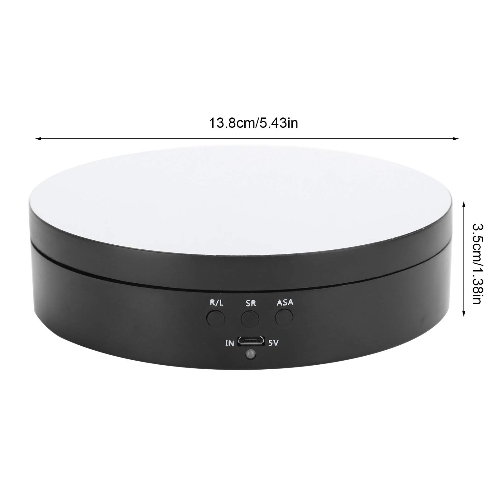 Présentoir rotatif électrique à 3 vitesses, plateau tournant avec surface miroir, rotation à 360 degrés pour bijoux, montres, cosmétiques, chargement USB et batterie (noir)