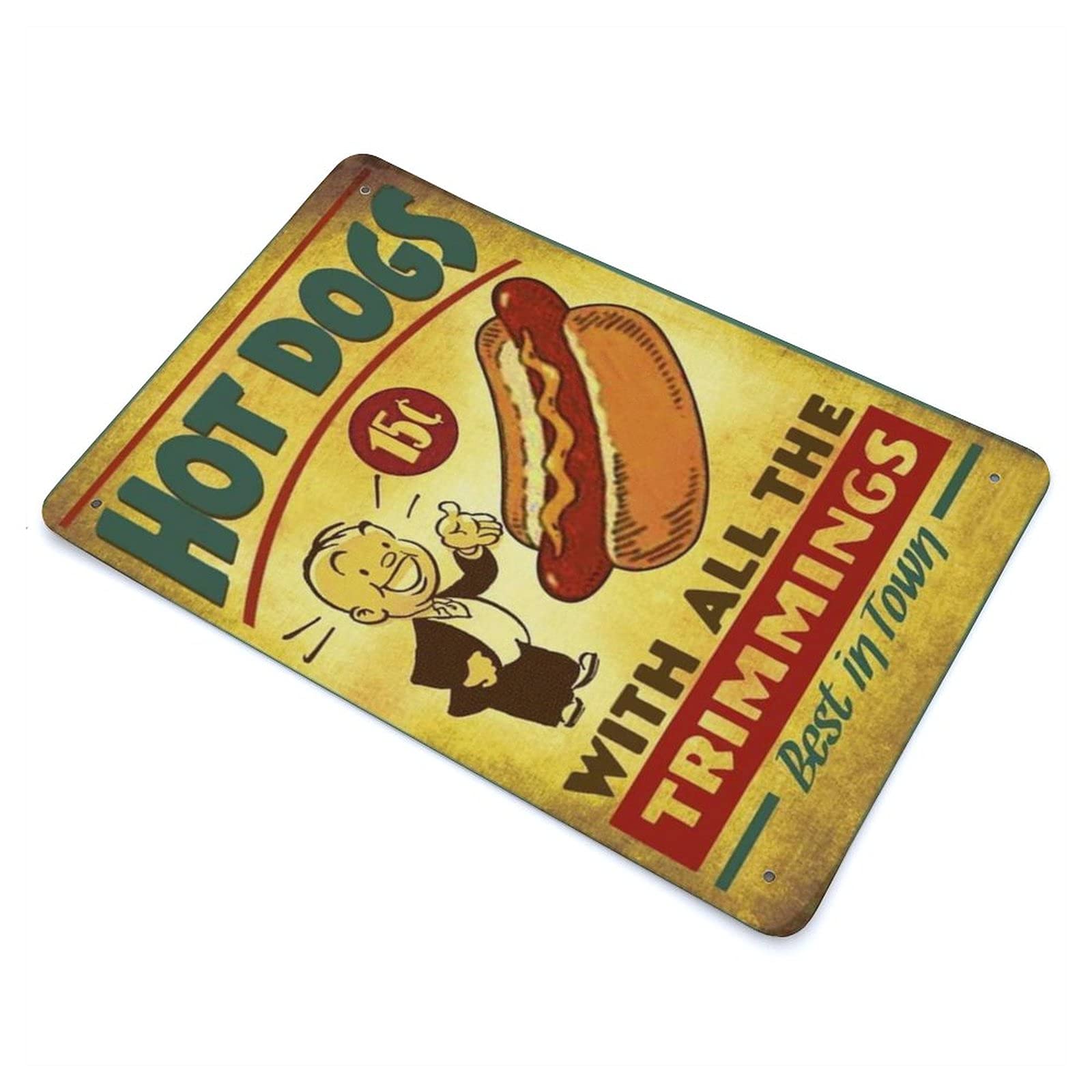 Hot Dogs Best In Town Home Restaurant Hot Dog Shop Wall Decoration Wall Decor Poster Metal Sign 8X12 Inches