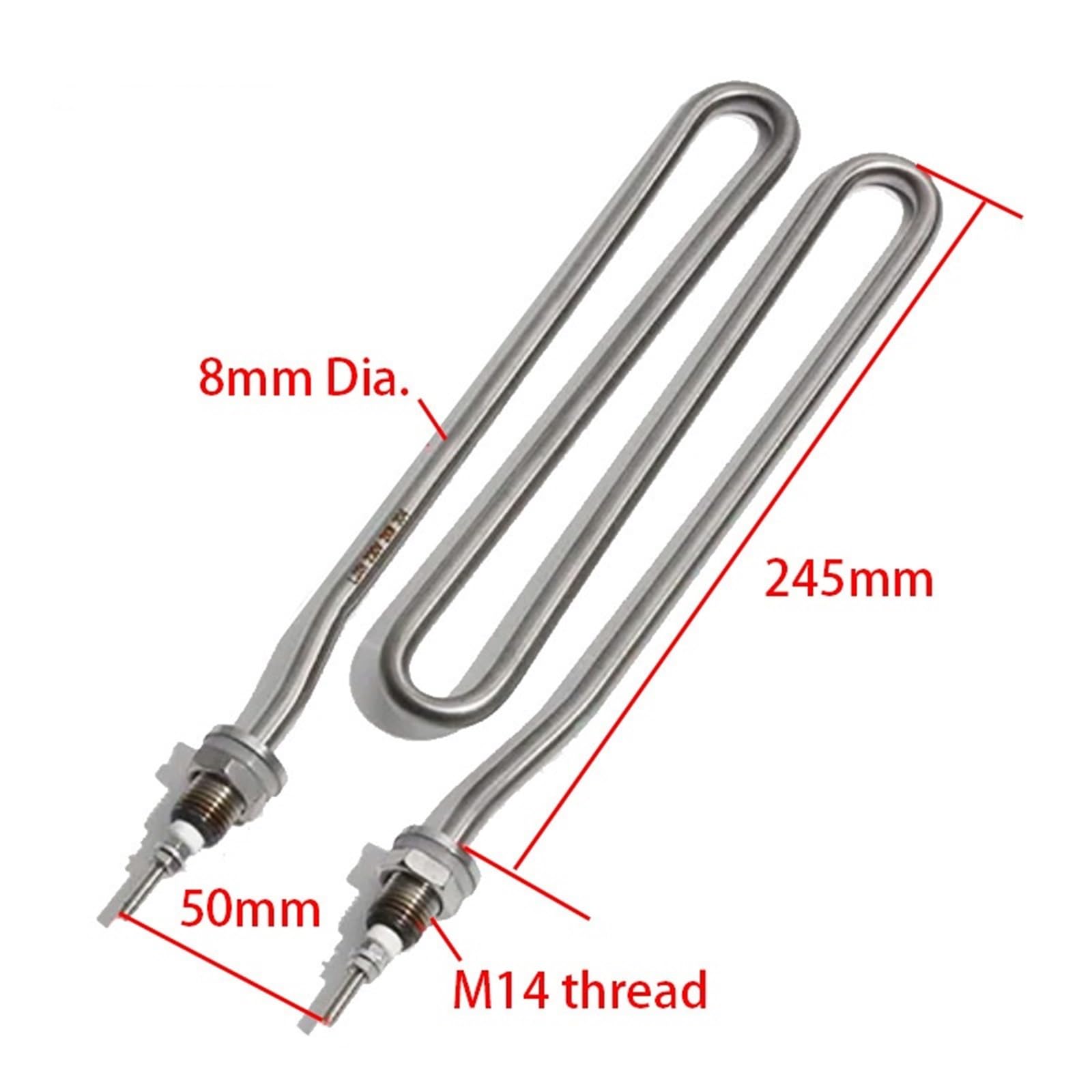 220 V WM-Form Wasser-Tauchheizelement M14-Gewinde 2 kW 245 mm SS304 1 Stück(220V)