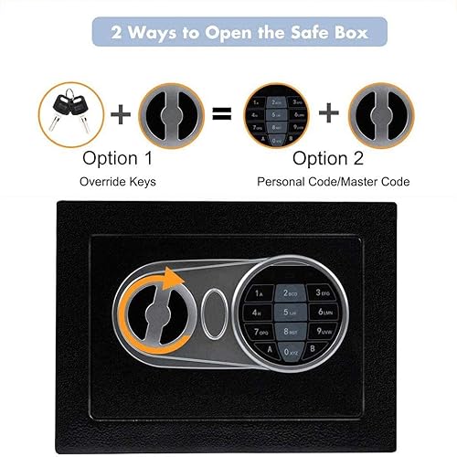 Miniatura 2 de Caja de seguridad electrónica ignífuga e impermeable con teclado digital y llaves, caja de dinero y caja de depósito para pistola de efectivo,