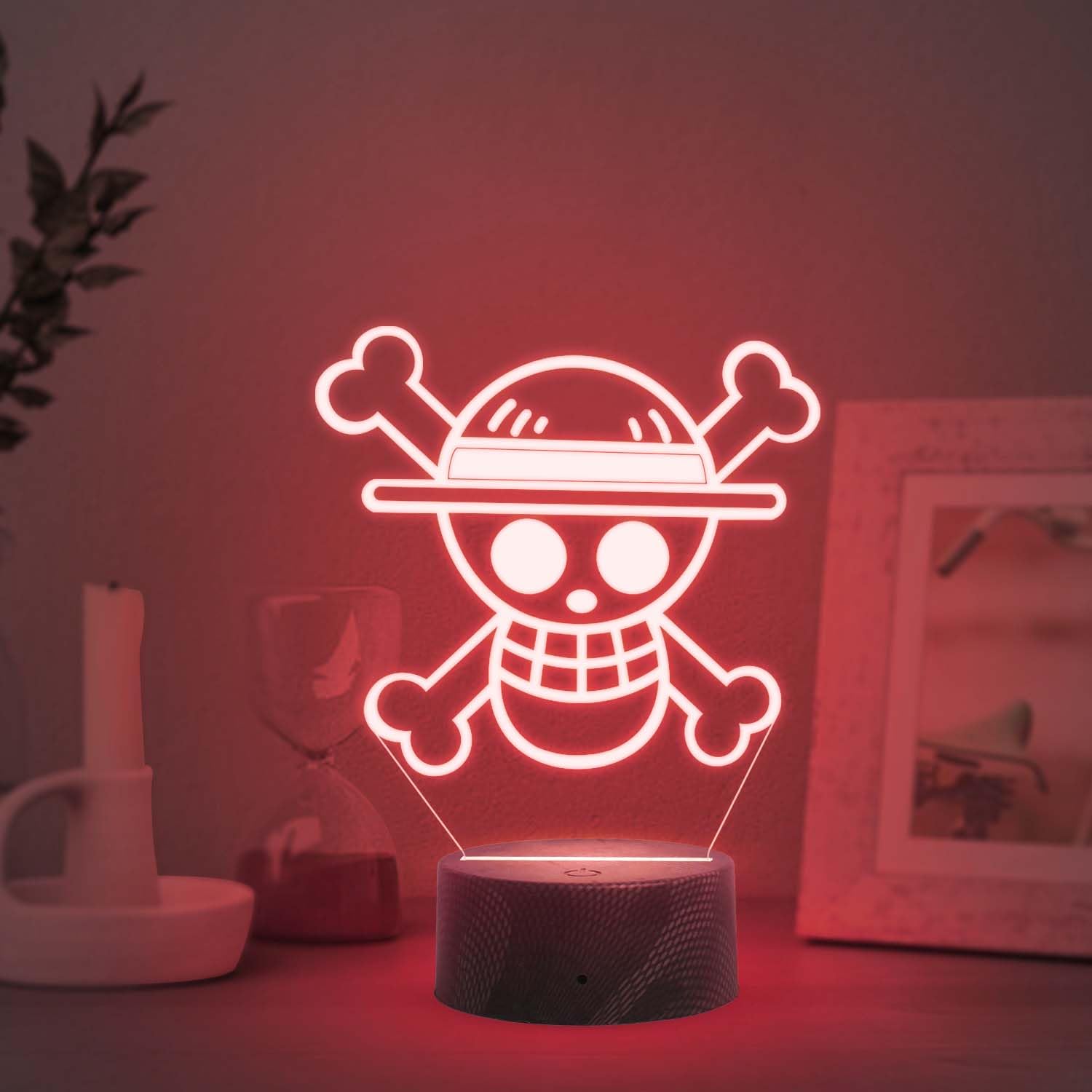Gift Me Bazar 3D Illusion One Piece Luffy369 Led Night Lamp with Automatic Color Changing Light with USB Powered | Anime Home Decor Light | Bedside Table Lamp | Birthday Gift-image-21