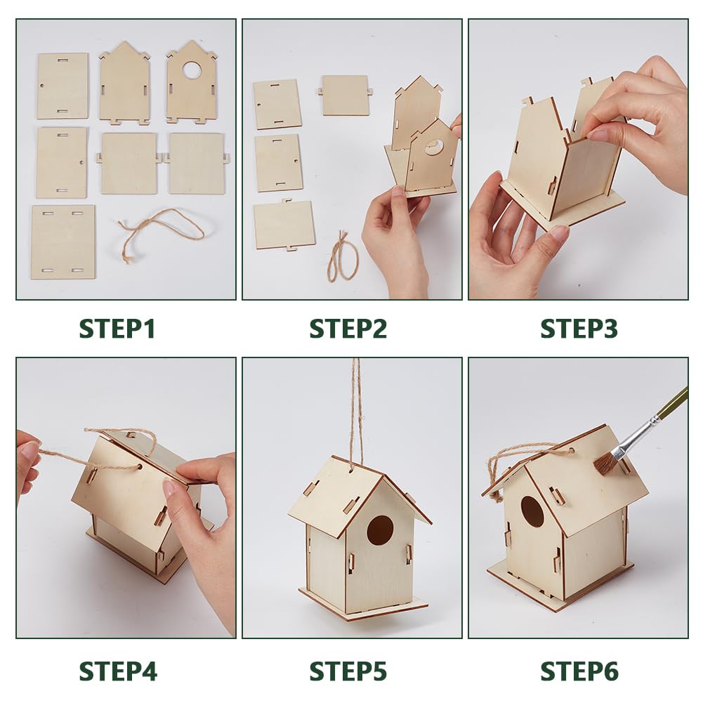Juego de 16 casitas de madera para pájaros de mariposa, para bricolaje, sin terminar, para colgar, proyectos de manualidades de madera, para manualidades, primavera y verano, comedero para