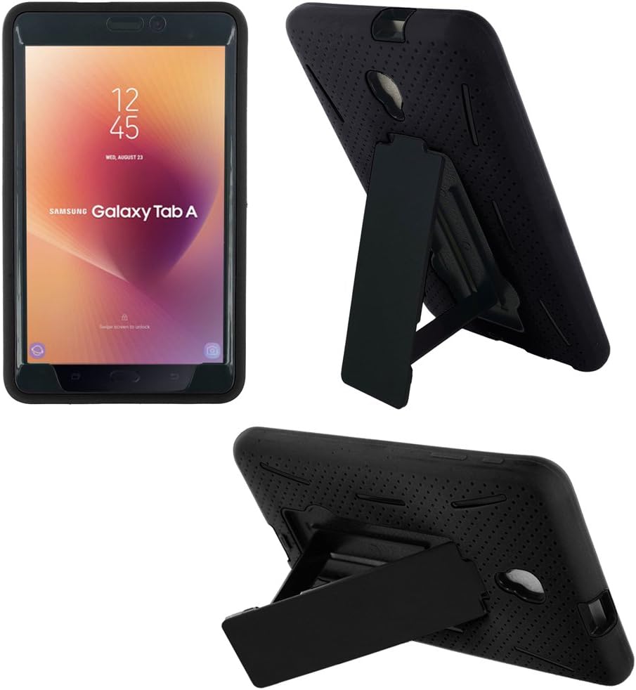 Galaxy Tab A 8.0 Case 2017 T380 T385, KIQ Shockproof Rugged Heavy Duty Case Cover Kickstand for Samsung Galaxy Tab A 8" SM-T380 SM-T385 (Hybrid Black)