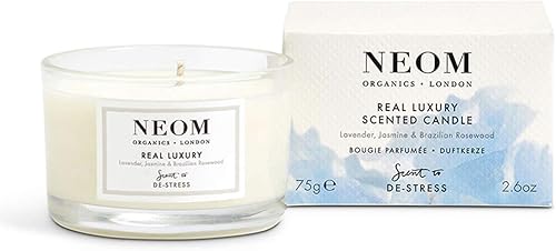 NEOM - Vela, tamaño de viaje  Lavanda, jazmín y palisandro  Velas perfumadas para llevar  Velas de aromaterapia de lujo  Velas de aceite esencial