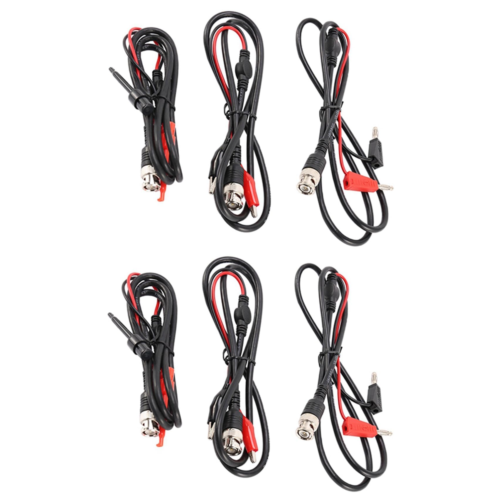 Jnchdghwa Black&Red 6X Oscilloscope Probes Bnc To Alligator Crocodile Clips Bnc To Mini Hook Leads Bnc To Dual Stacking Banana Cable