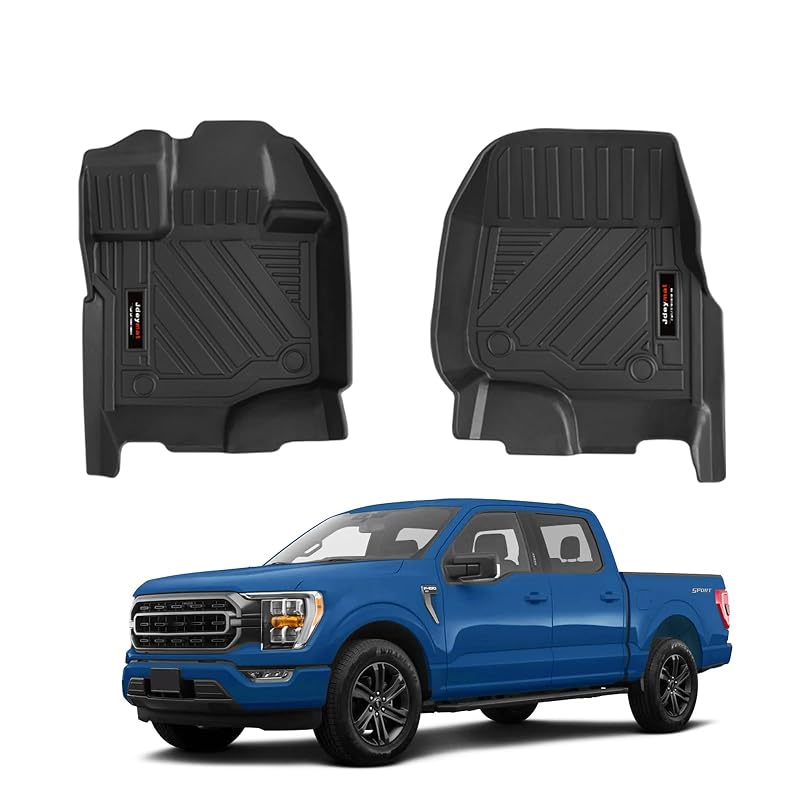 Tapetes automotivos dianteiros Jdeymat em TPE para Ford F-150 2015–2026 SuperCrew, Super Cab, Lightning e Raptor, 2 peças