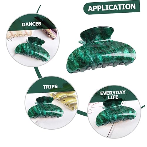 Miniatura 5 de KALLORY 2 piezas de plástico acrílico de celulosa de plátano de moda verde antideslizante y para mujer sin acetato de tortuga francesa gran soporte
