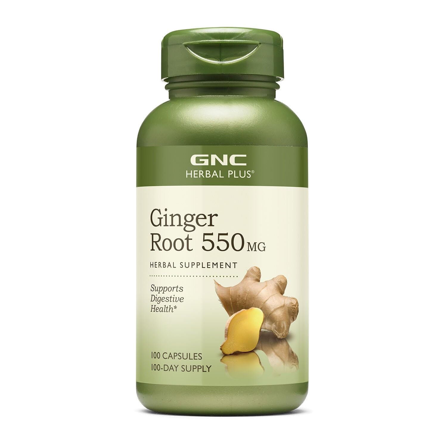 GNCHerbal Plus Ginger Root 550mg Supplement, Supports Digestive Health, 100 Servings