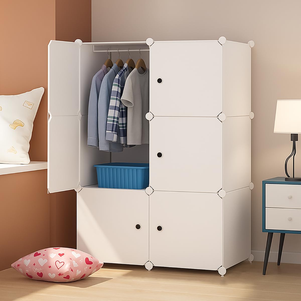 Ticoh 6 Door Plastic Wardrobe for Kids - Cupboard for Clothes Storage Rack, Almirah for Clothes, Baby Collapsible Wardrobe, Multi-Purpose Kids Storage Organizer for Books,Toy