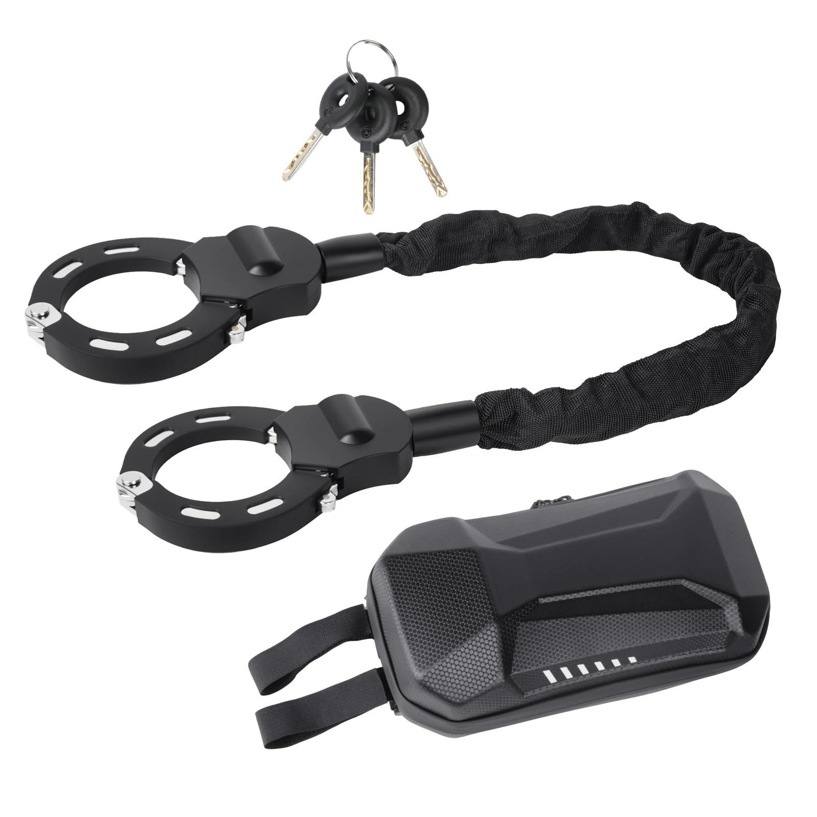 Motorcycle Handlebar Lock E-Scooter Metal Lock Roller Chain with 3L Storage Bag Bike Motorcycle Electric Scooter Anti-Theft Motorbike Lock Security