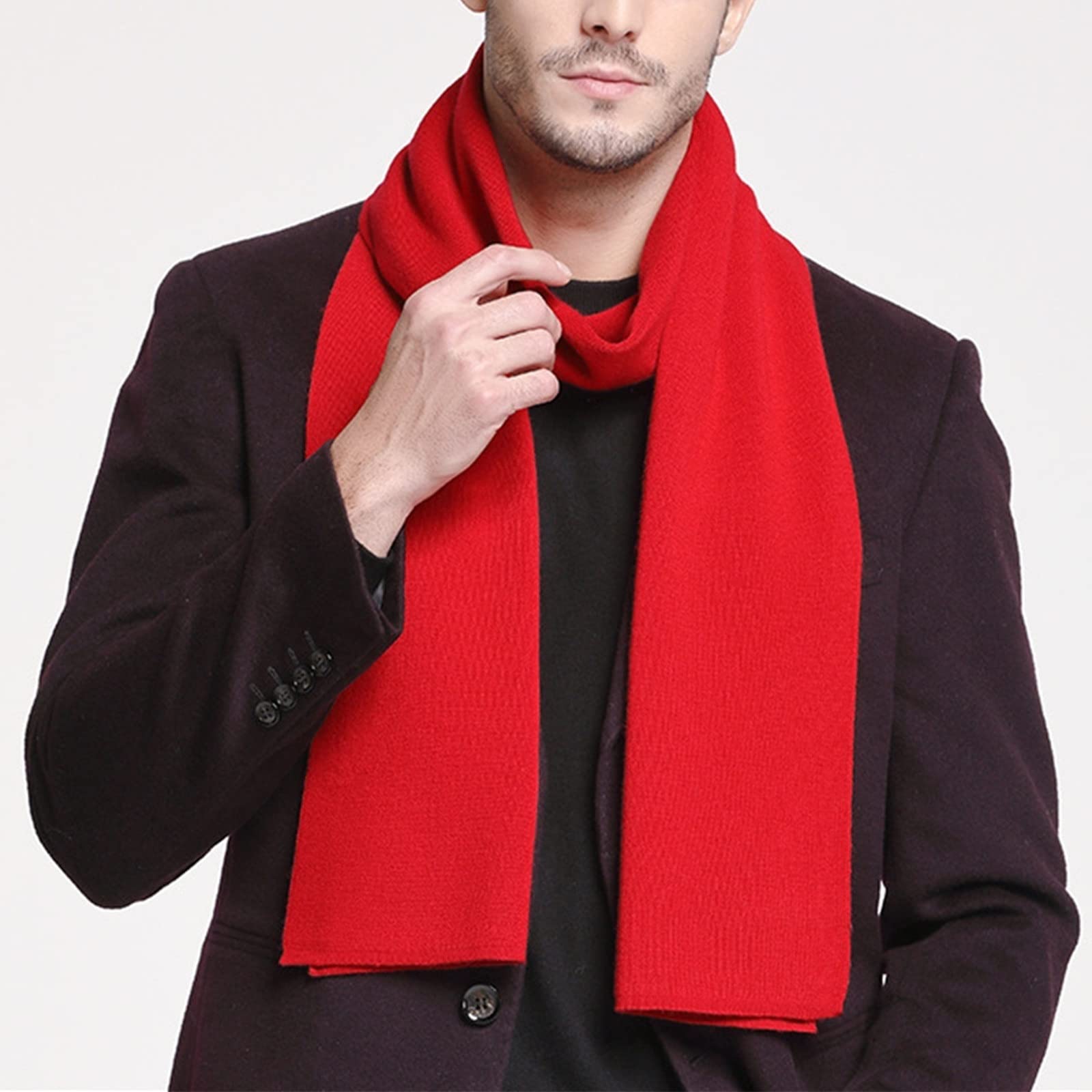 Bufanda de Invierno Para Hombre Bufanda larga suave y cálida de punto for hombre otoño e invierno