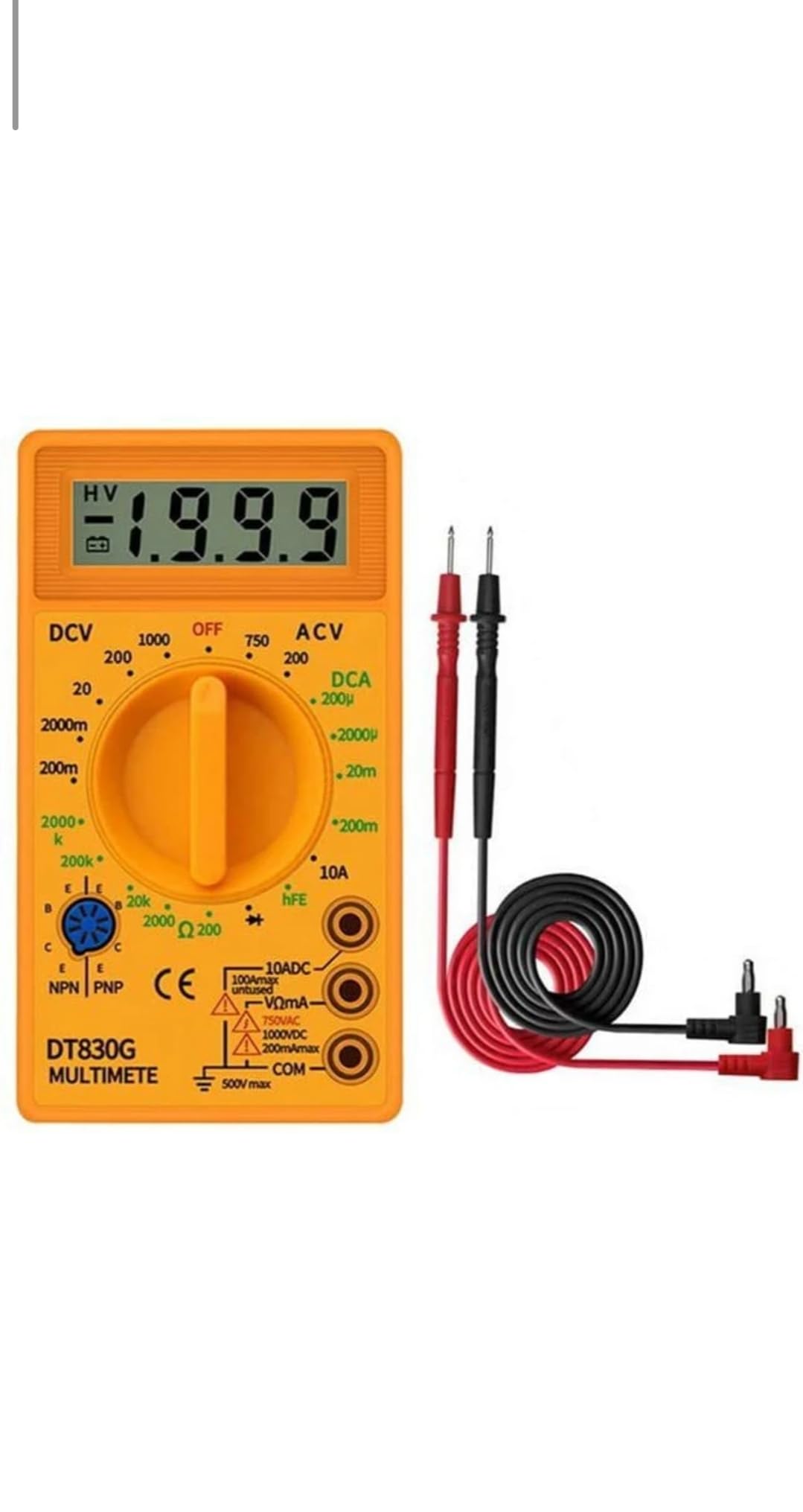 DT830B Digital Multimeter AC DC Voltage Current Resistance Tester | LCD Display, Includes Test Leads, Home & Automotive Use, Handheld Design, Safe & Accurate-image-17