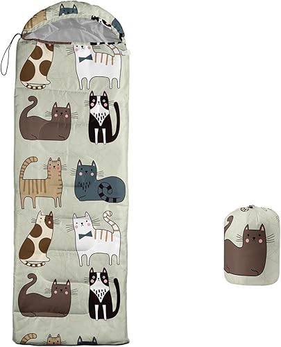 Camping Sleeping Bags for Adults Kids Boys Girls Warm & Cool Weather Waterproof Indoor & Outdoor Backpacking Kawaii Animals Sleeping Bag for All