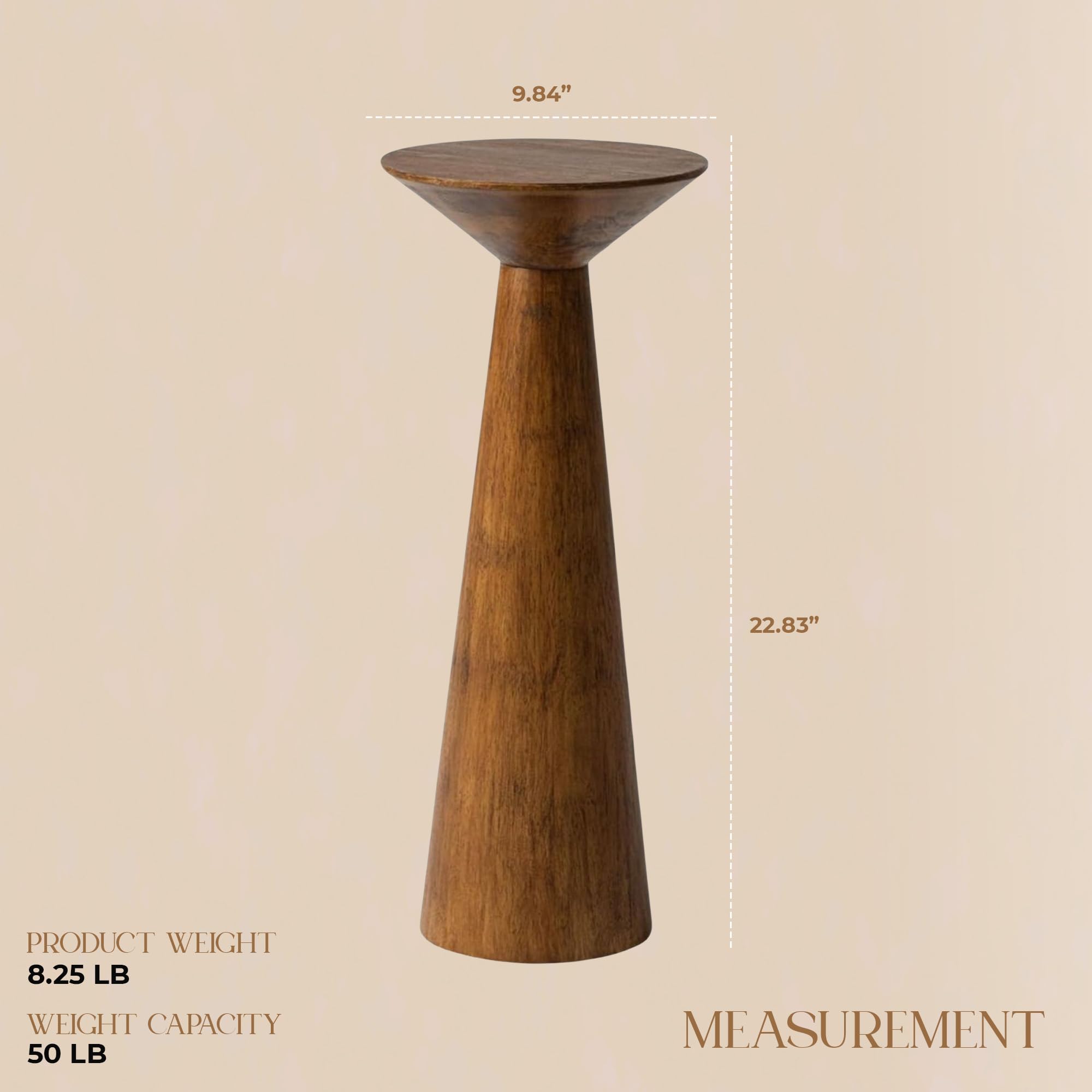Amazon.com: COZAYH 22.8” Tall Round Martini End Table, Walnut