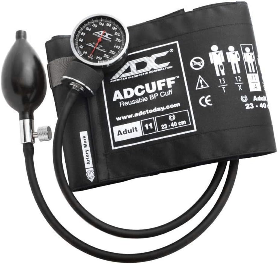 ADC Diagnostix 720 Pocket Aneroid Sphygmomanometer with Adcuff Nylon Blood Pressure Cuff, Adult, Black ADC Diagnostix 720 Pocket Aneroid Sphygmomanometer with Adcuff Nylon Blood Pressure Cuff, Adult, Black