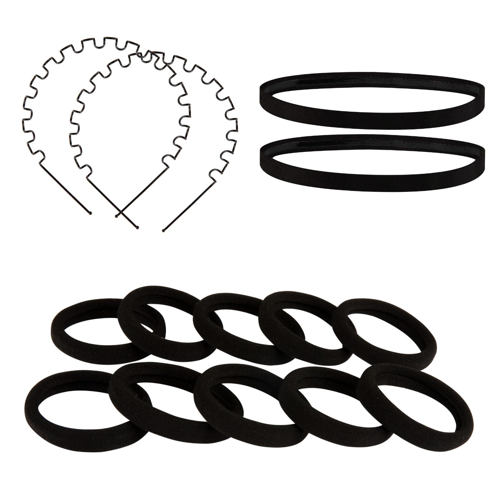 Seeotwo Hairband Headband Hair Tie Set Sports Yoga Multi Style Non-Slip Unisex Fashion Black Headband Set for Women, Men, Boys, and Girls (2 x Hairbands, 2 x Headbands, 10 x Hair Ties) (B0CN76VRL9) Amazon Price History, Amazon Price Tracker