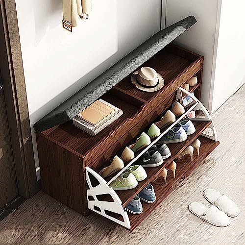 Banc à chaussures de couloir avec siège et tiroir rabattable - 3