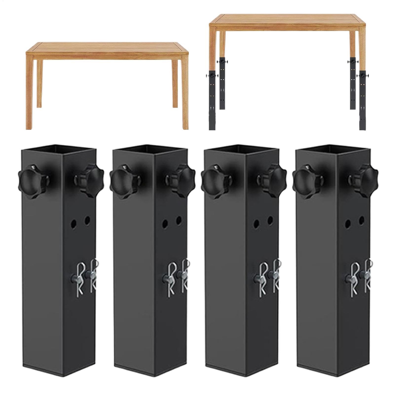 Extenseurs de pieds de table – 2 supports métalliques réglables à niveaux
