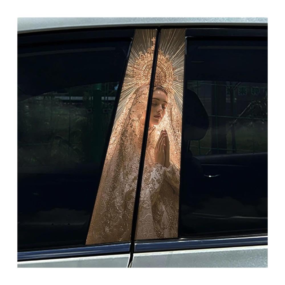 Body Parts 2PCS Chinese Style Beauty Mask Butterfly Car B Pillar Sticker Waterproof Center Column Decals(B)