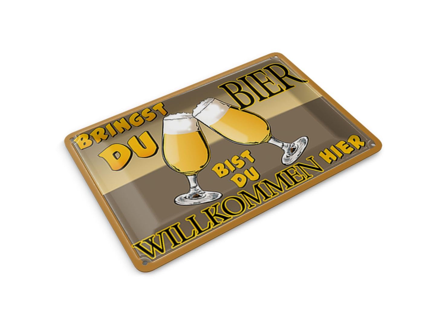 Femer Tin Postcard Alcohol 14 x 10 cm Bringst du Bier bist Willkommen Decorative Sign