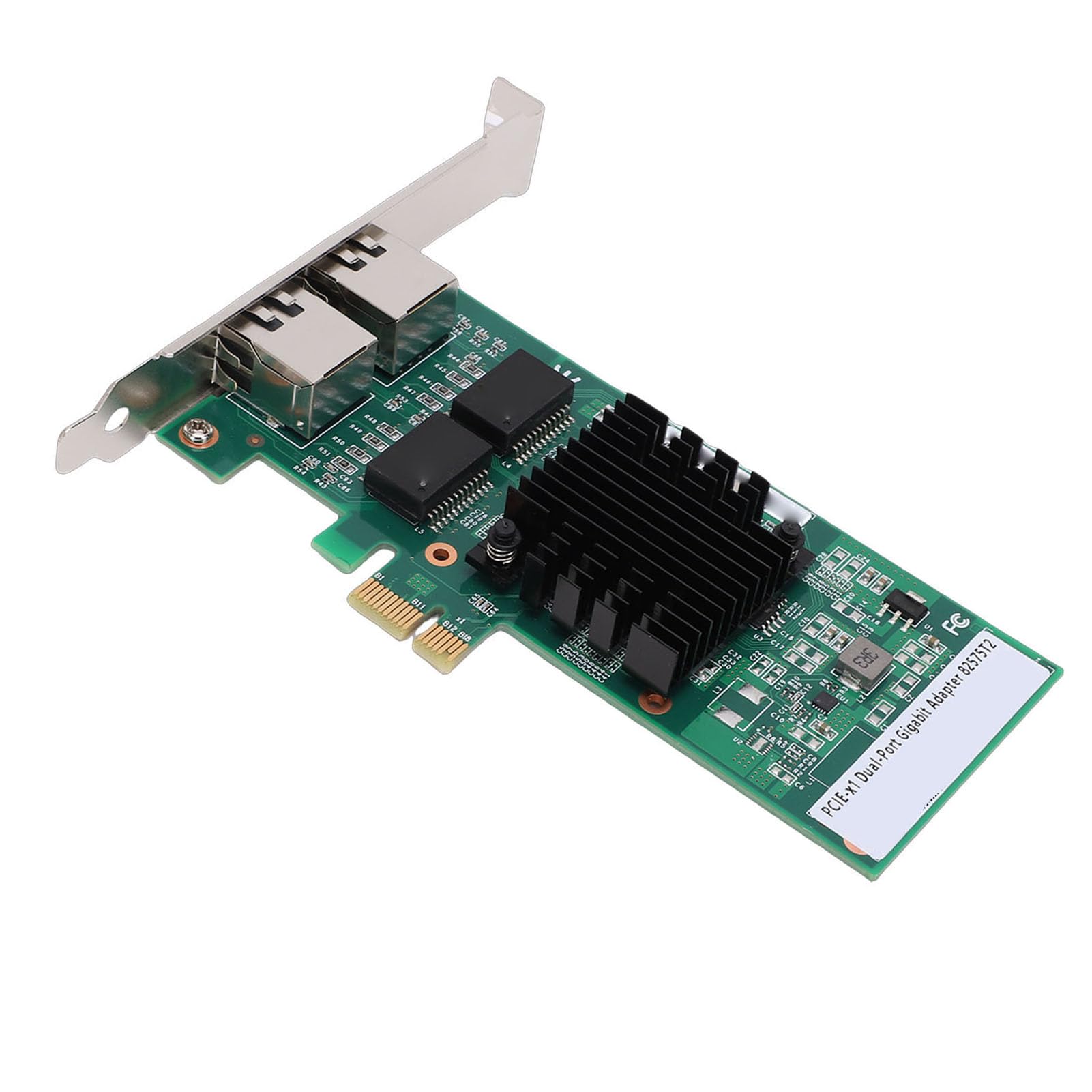 Aramox Scheda di Rete PCIe Adattatore di Rete PCI Express Doppio RJ45 con Chipset 82575 10 100 1000Mbps PCIe 2.0 X1 a Basso Profilo per Server 11 PC
