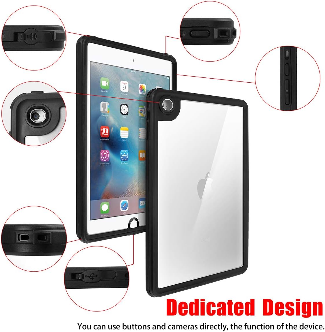 AICase iPad mini 4, Lanyard Built-in Screen Protector Rugged Shockproof IP68 Waterproof Case - Image 4