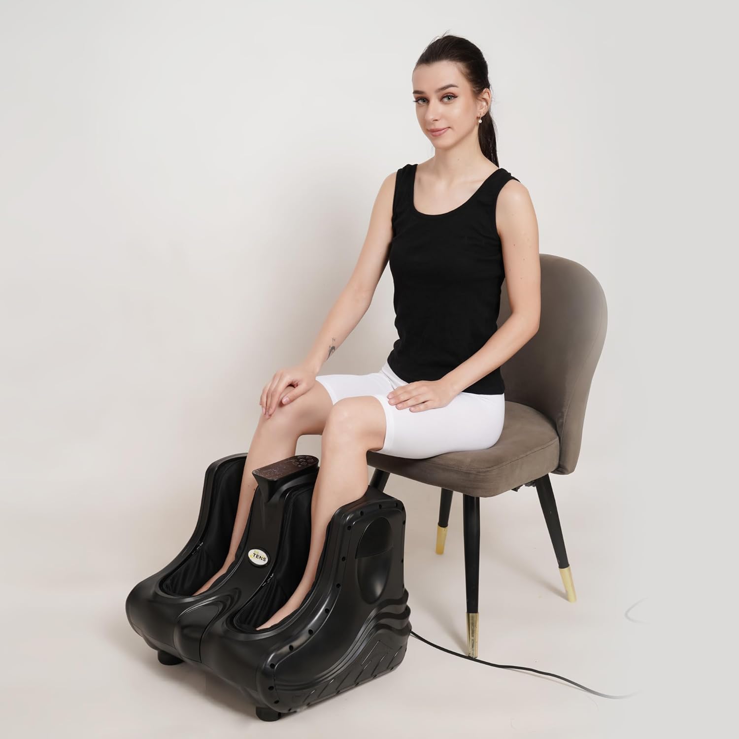 Tens leg massage machine electric foot and calf massage for pain relief for pain relief for pain for the masagar of relief feet and massage for blood circulation with digital display (black)