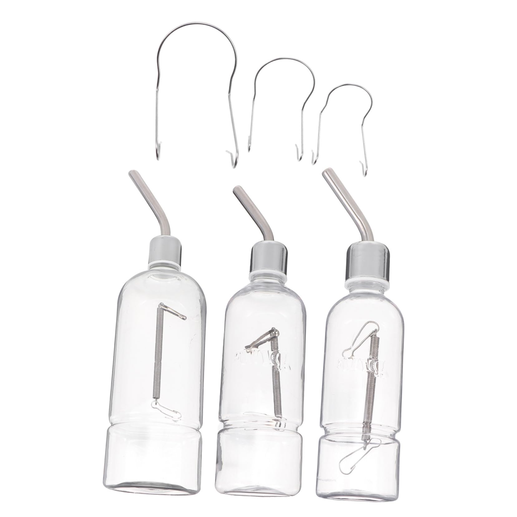 HEMOTON Water Bottle Replacement 3 Pack Pet Stainless Steel Drinking Fountain Hanging Water Dispenser for Small Pets