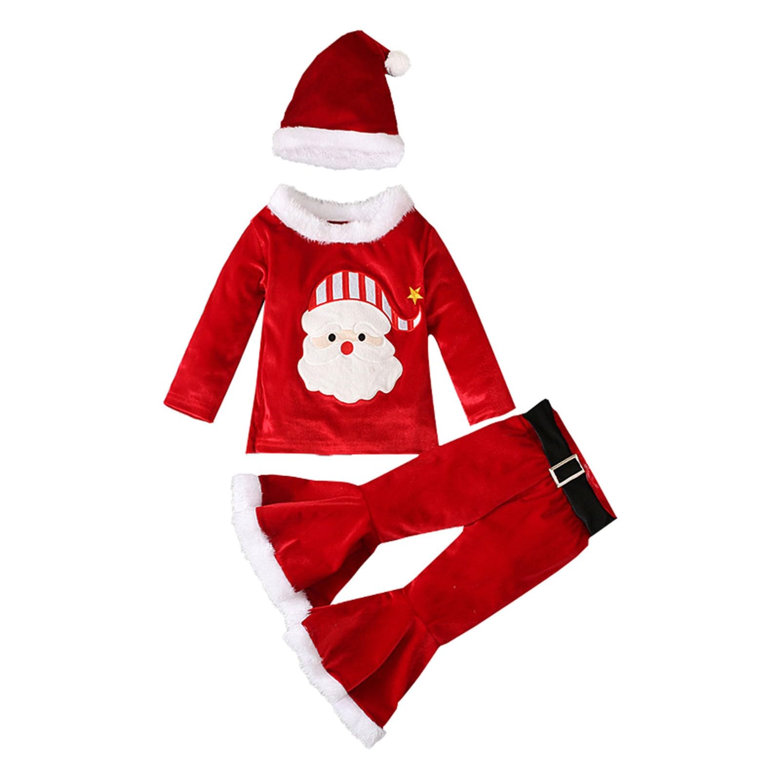 Niño Bebé Niños Niñas Traje Navidad Cosplay Patchwork O Cuello Tops Pantalones Sombrero 3PC Conjunto Trajes Trajes Buceo De Hombre
