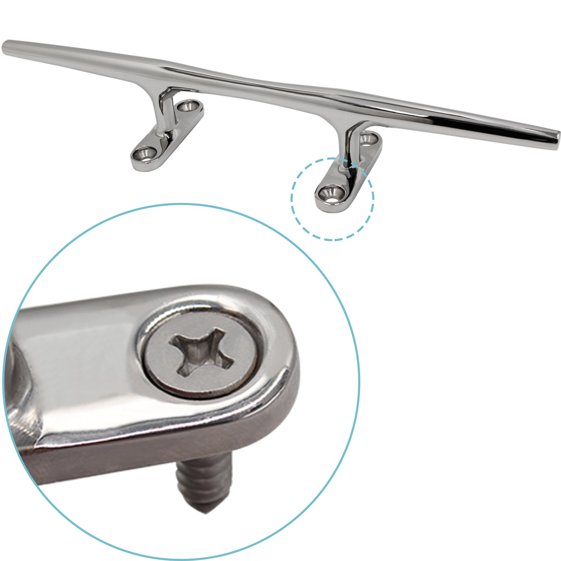 YANYUCB Open Base Boat Dock Cleats,316 Stainless Steel Marine Boat Cleat Include Installation Accessories Screws For Boat Dock Decor Yacht 4 5 6 8 10 12 15 Inch
