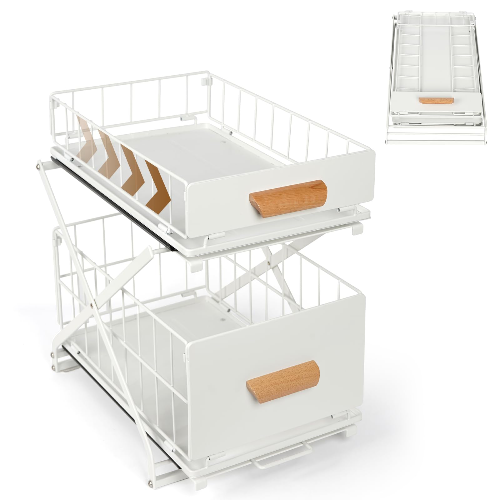 Amazon.co.jp: yazi シンク下収納 引き出し スライドラック 2段式伸縮