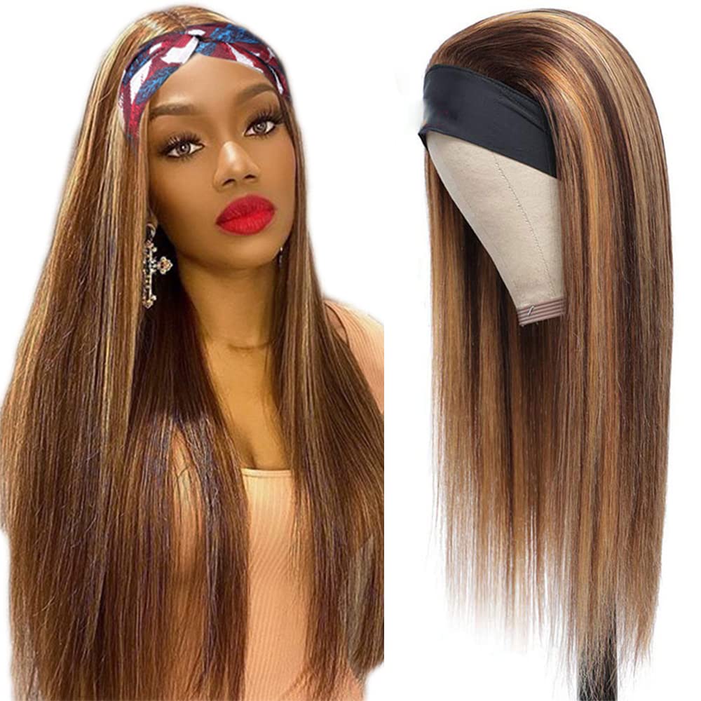 Capurchra Highlight Headband Wig P4/27 Straight Wigs Brown