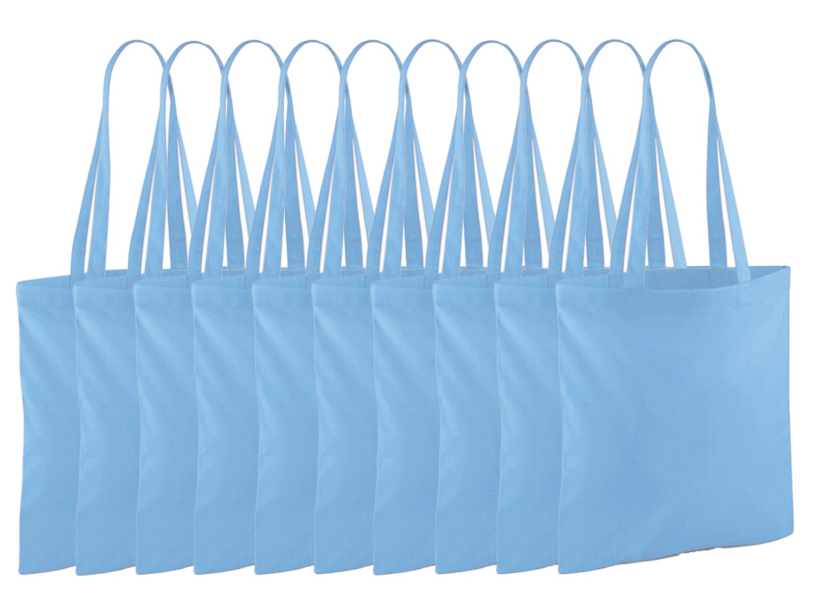 NGWorld Pack of Eco-Friendly Cotton Tote Bags - 10 x Sky Blue - One Size