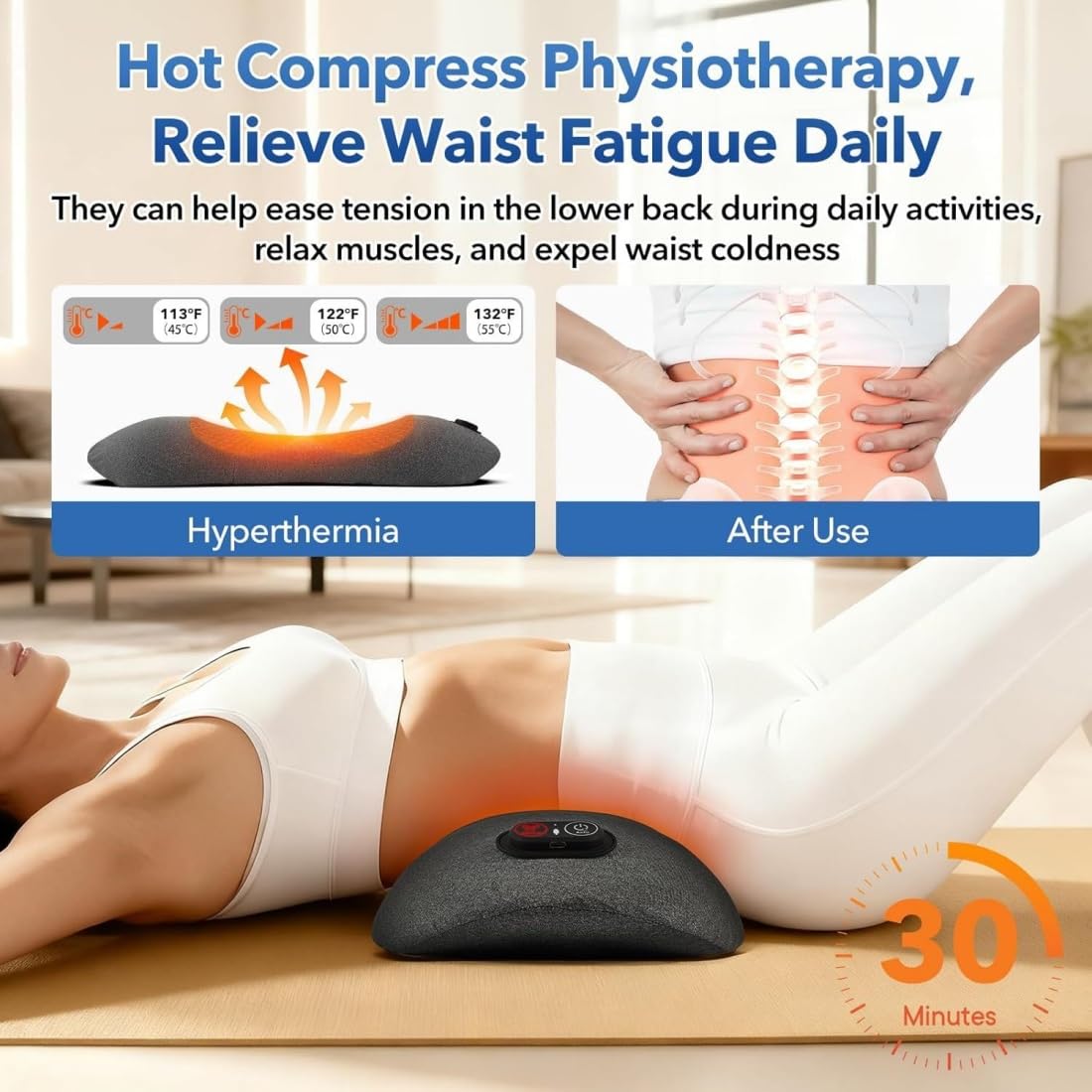 Massaggiatore 3 in 1 per la Schiena, Massaggiatore per Schiena Triple Fusion con Calore, Vibrazione, Sollevamento Trazione, Massaggiatore Elettrico per Sciatica, Vita, Schiena, Collo